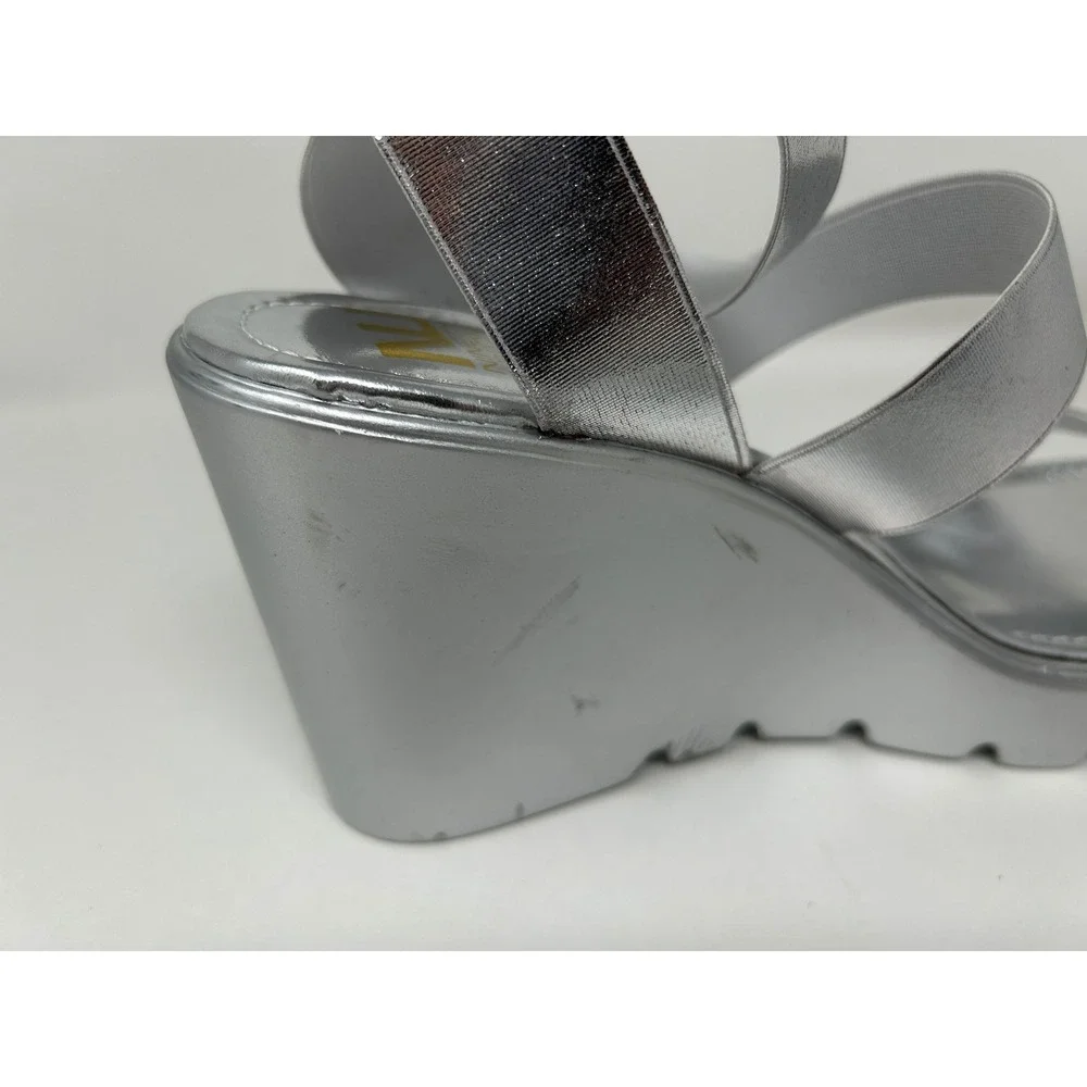Silver Metallic Wedge Sandals for Women